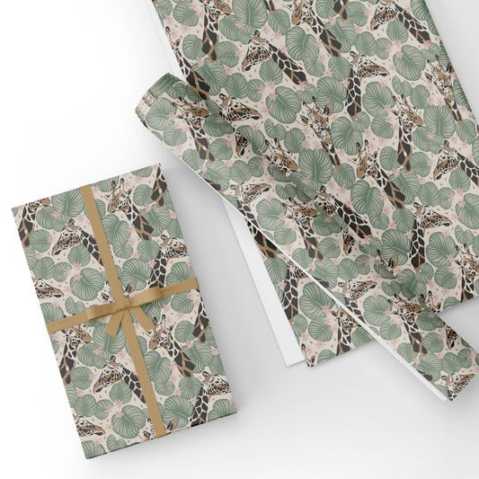 Tropical Giraffe Flat Wrapping Paper Sheet Wholesale Wraphaholic