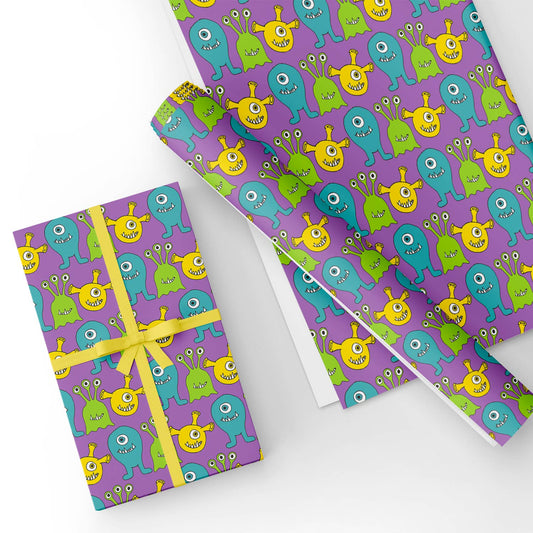 Monster in Purple Flat Wrapping Paper Sheet Wholesale Wraphaholic