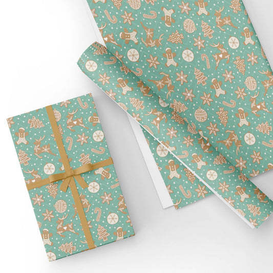 Gingersnap in Cyan Flat Wrapping Paper Sheet Wholesale Wraphaholic