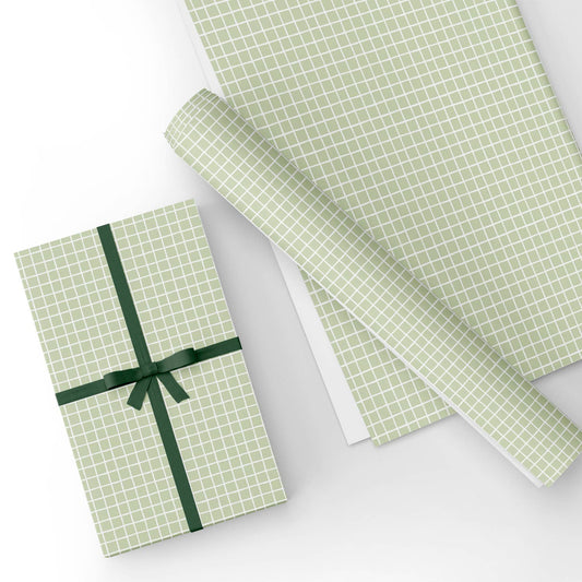 Light Green Small Plaid Flat Wrapping Paper Sheet Wholesale Wraphaholic
