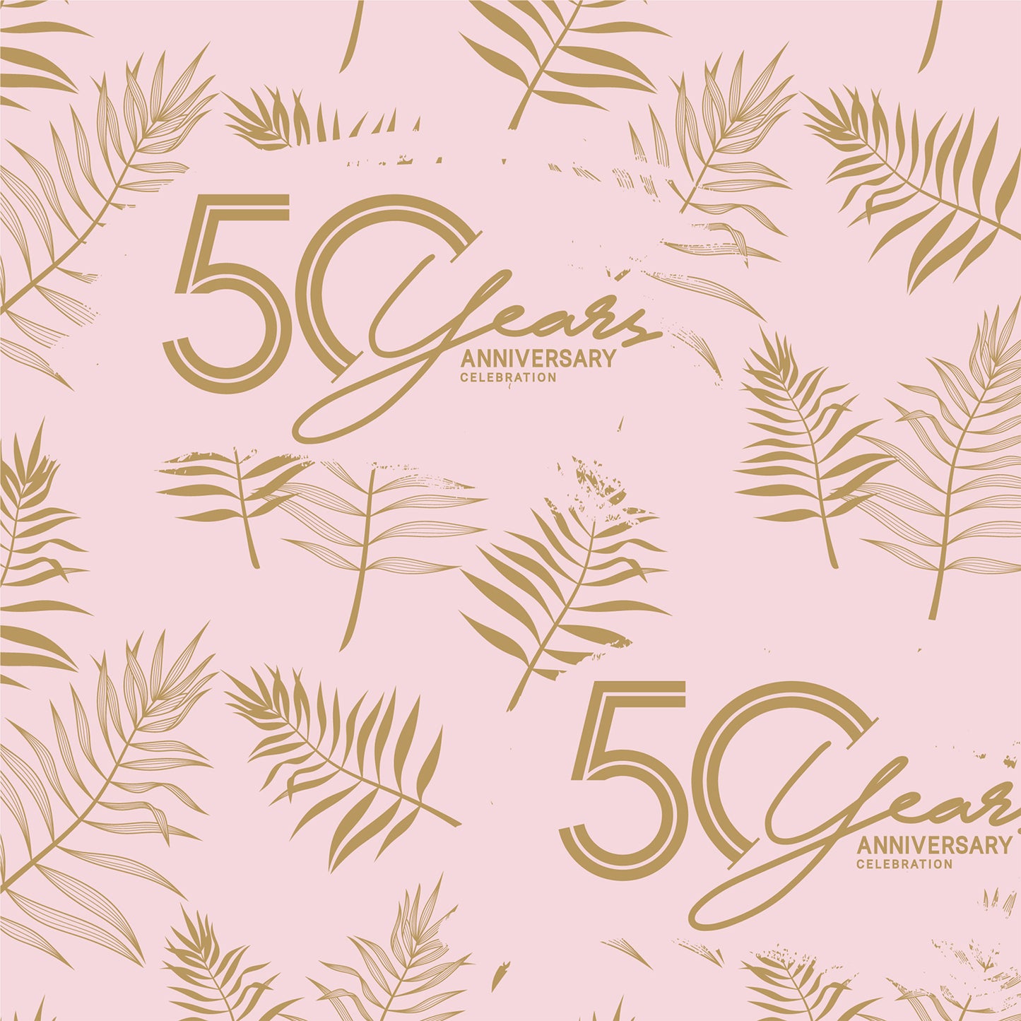 50th Pink and Gold Birthday Flat Wrapping Paper Sheet Wholesale Wraphaholic