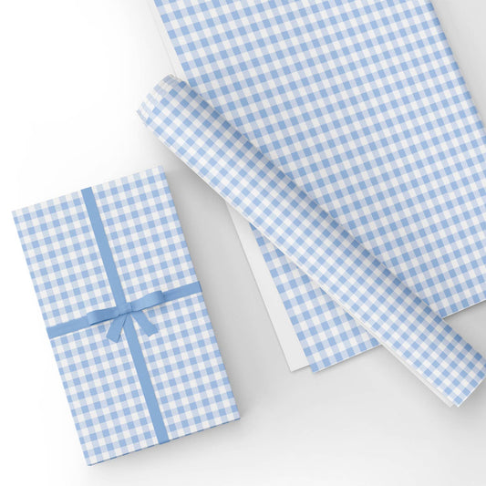 Blue and White Grid Flat Wrapping Paper Sheet Wholesale Wraphaholic