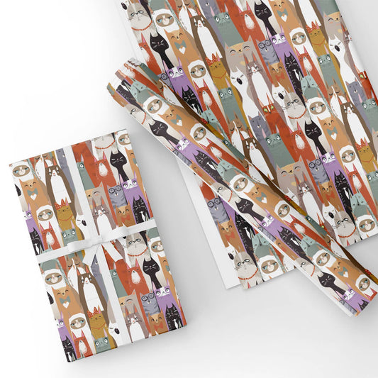 Cute Cats Flat Wrapping Paper Sheet Wholesale Wraphaholic