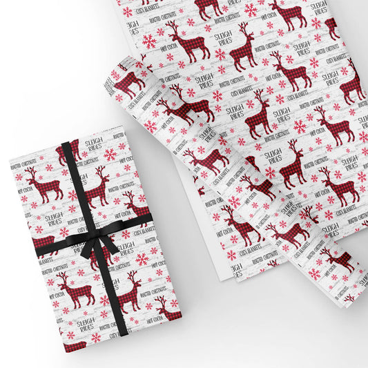 Christmas Buffalo Sleigh Rides Flat Wrapping Paper Sheet Wholesale Wraphaholic