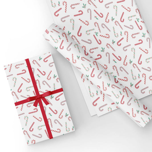 Christmas Candy Cane Flat Wrapping Paper Sheet Wholesale Wraphaholic
