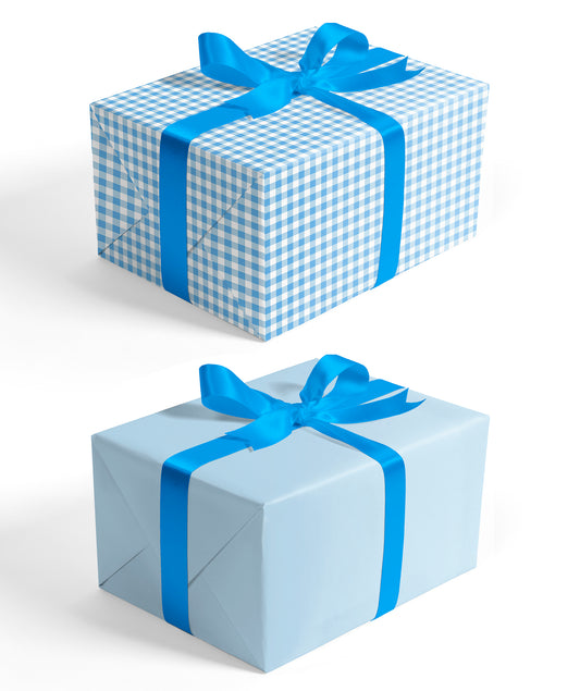 Baby Blue Plaid Wrapping Paper wtih Blue Color Packing Paper Supply Wrapaholic
