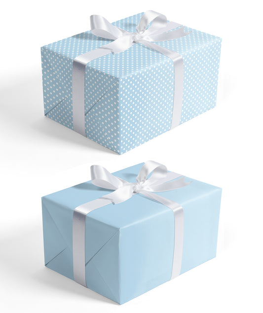 Baby Blue Polka Dot Wrapping Paper with Blue Color Packing Paper Supply Wrapaholic
