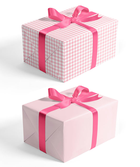 Baby Pink Plaid Wrapping Paper with Pink Color Packing Paper Supply Wrapaholic