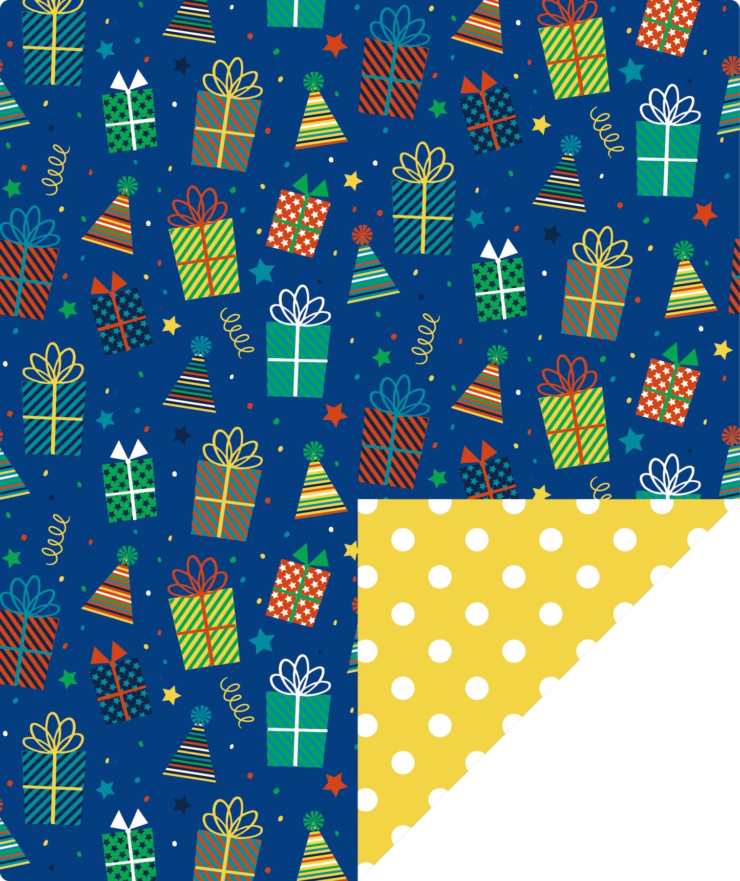 Birthday Gift Blue Wrapping Paper with Yellow Polka Dot Packing Paper Supply Wrapaholic