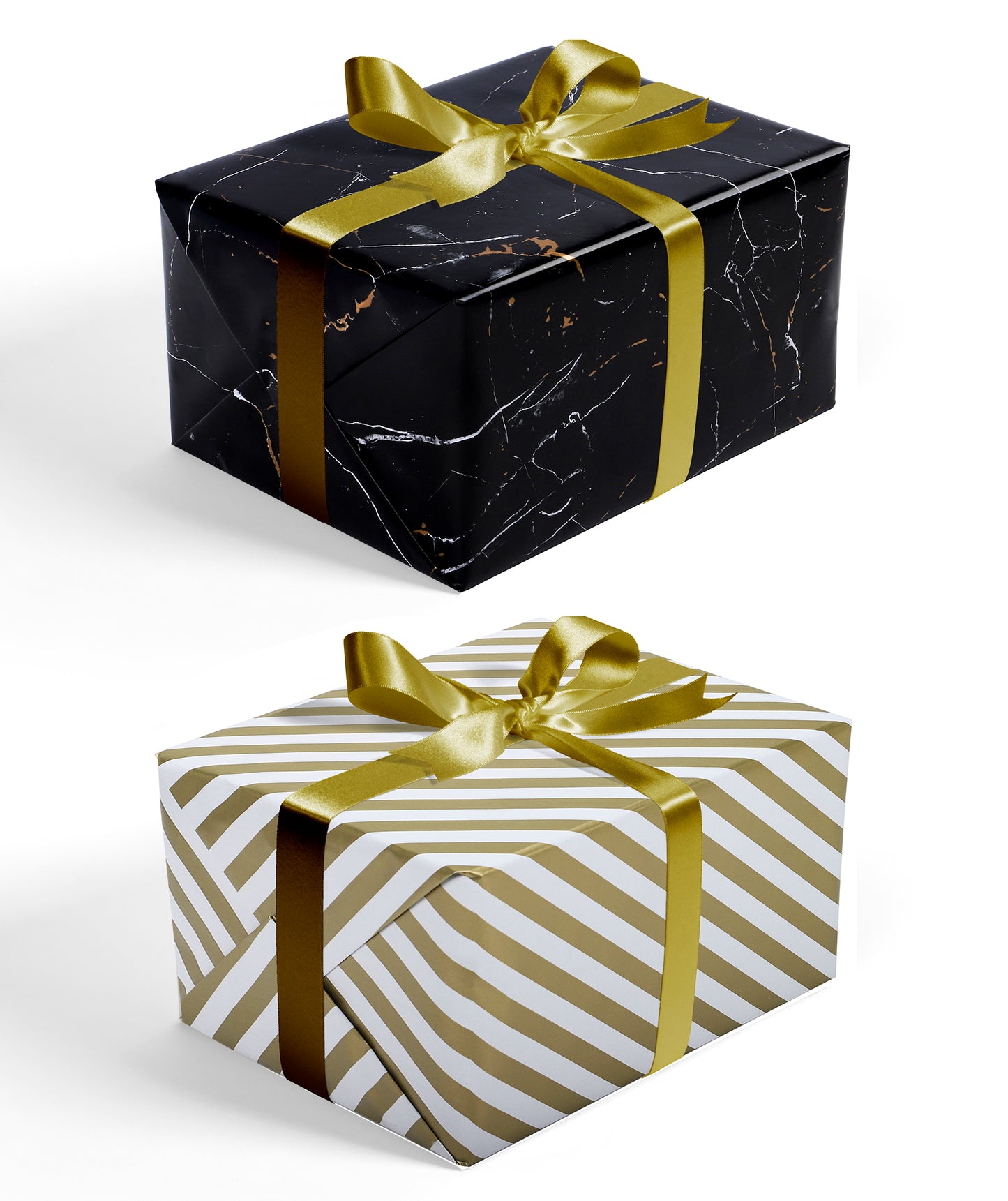 Black & Gold Marble Wrapping Paper with Gold Stripe Jumbo Roll Wholesale Wrapaholic