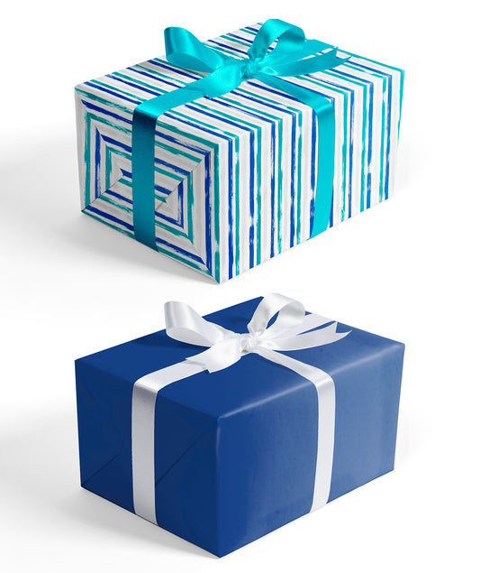 Blue & Navy Stripe Wrapping Paper with Royal Blue Packing Paper Supply Wrapaholic