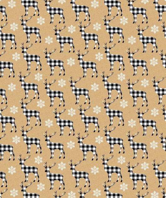 Buffalo Grid Reindeer Christmas Kraft Wrapping Paper Roll RUSPEPA Wholesale Ream
