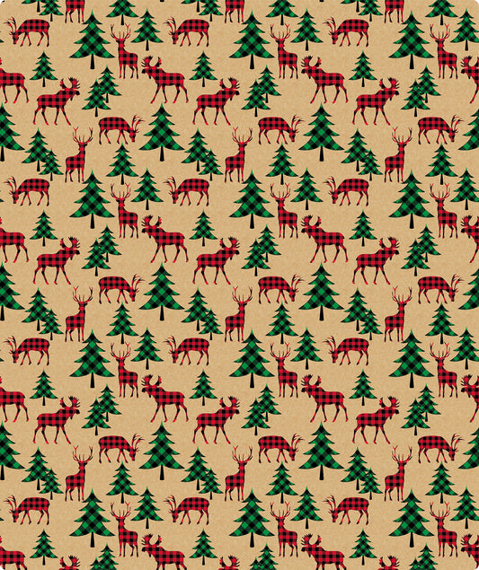 Buffalo Plaid Animals Christmas Kraft Wrapping Paper Roll RUSPEPA Wholesale Ream