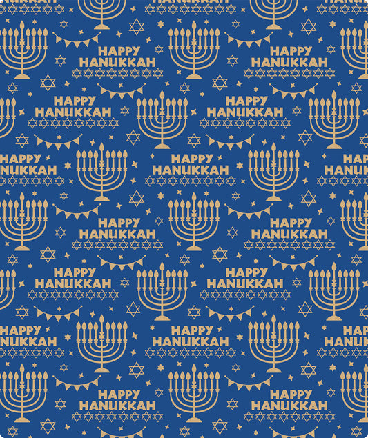 Candle Royal Blue Hanukkah Kraft Wrapping Paper Roll RUSPEPA Wholesale Ream