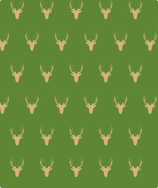 Deer Head on Green Background Christmas Kraft Wrapping Paper Roll RUSPEPA Wholesale Ream
