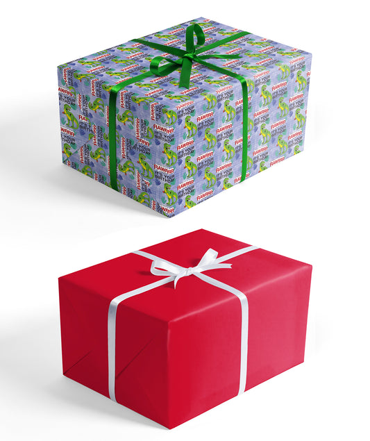 Dinosaur Birthday Wrapping Paper with Red Color Packing Paper Supply Wrapaholic