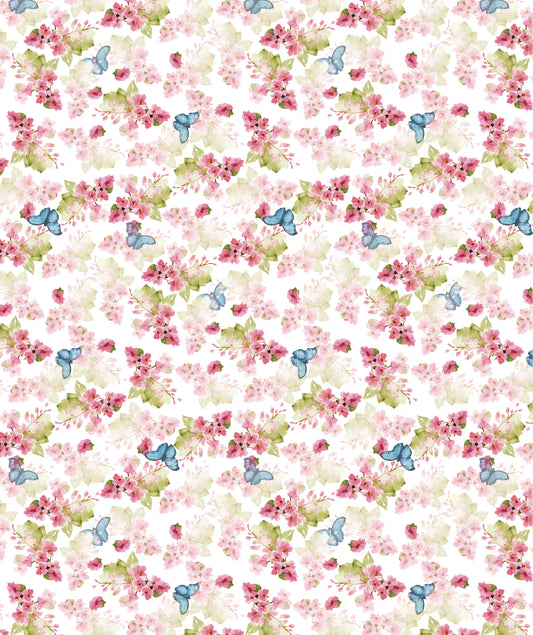 Floral & Butterfly Pink Glitter with Cut Line Jumbo Roll Wholesale Wrapaholic