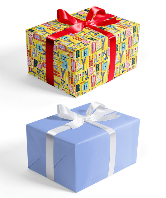 Celebrate Meledy Birthday Wrapping Paper with Yellow Polka Dot Jumbo Roll Wholesale Wrapaholic