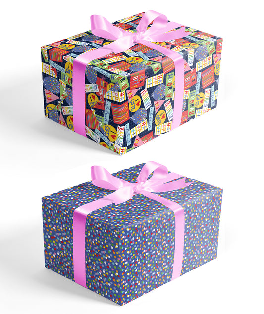 Hooray Birthday Party Wrapping Paper with Colorful Polka Dot Packing Paper Supply Wrapaholic