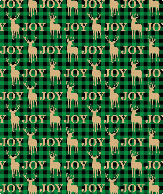 Joy & Reindeer Green Christmas Kraft Wrapping Paper Roll RUSPEPA Wholesale Ream