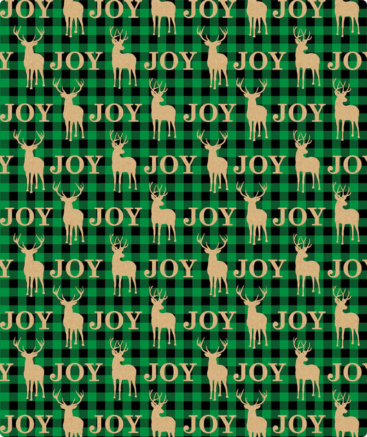 Joy & Reindeer Green Christmas Kraft Wrapping Paper Roll RUSPEPA Wholesale Ream