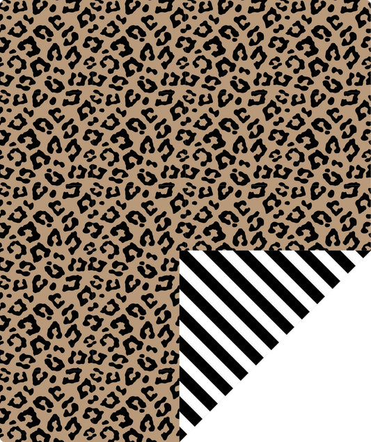 Leopard Wrapping Paper Gold Foil with Black Stripe Jumbo Roll Wholesale Wrapaholic