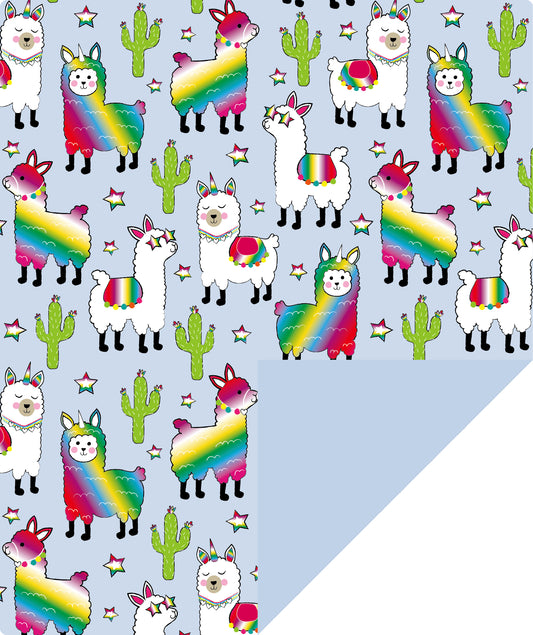 Llama Foil Wrapping Paper with Light Blue Color Packing Paper Supply Wrapaholic