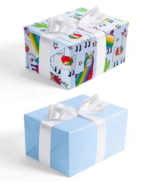 Llama Foil Wrapping Paper with Light Blue Color Packing Paper Supply Wrapaholic