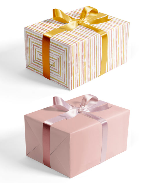 Pink & Gold Corss Stripe Wrapping Paper with Pink Color Packing Paper Supply Wrapaholic