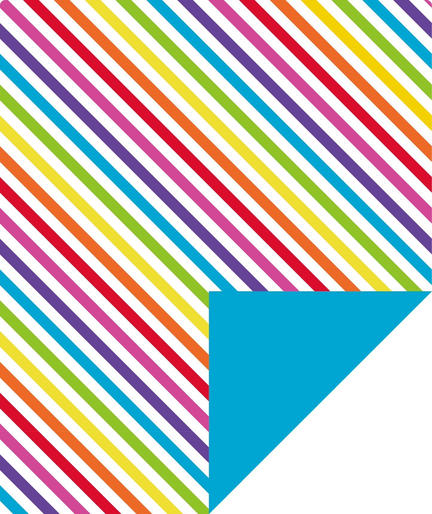 Rainbow Stripe Wrapping Paper with Sky Blue Color on Reverse