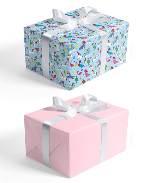 Rainbow Unicorn Flamingo Wrapping Paper with Pink Color Jumbo Roll Wholesale Wrapaholic