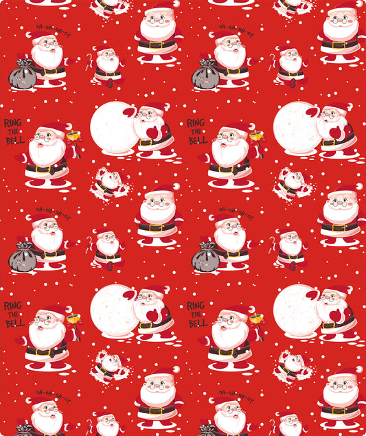 Santa Clauds in Red Foil Christmas Wrapping Paper Roll Wholesale Ream