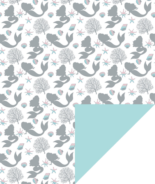 Sea Mermaid Holographic Foil Wrapping Paper with Blue Color Packing Paper Supply Wrapaholic