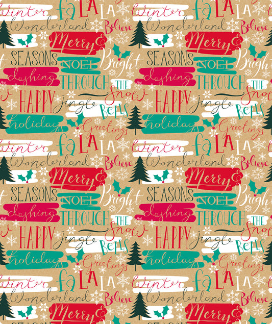 Seasons Greeting Christmas Kraft Wrapping Paper Roll RUSPEPA Wholesale Ream