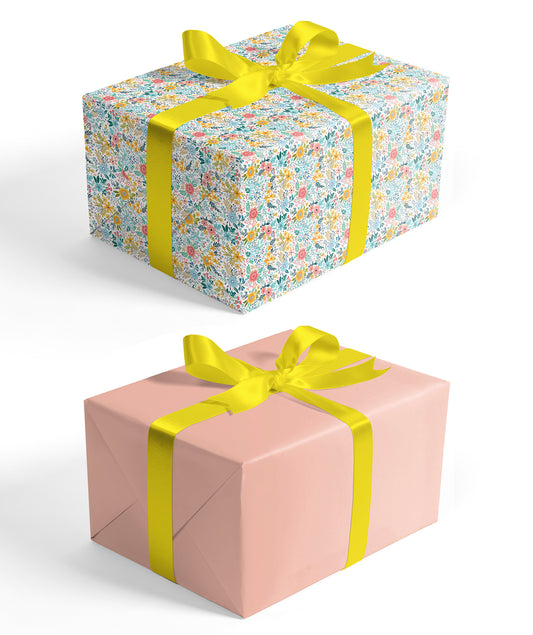 Spring Flowers & Plants Wrapping Paper with Brush Pink Color Packing Paper Supply Wrapaholic