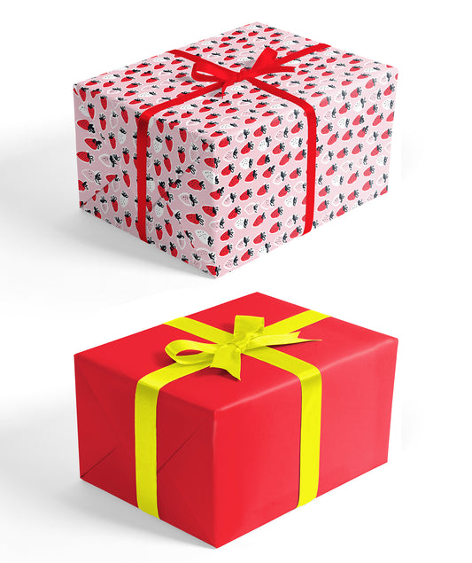 Sweet Strawberry Wrapping Paper with Red Color Jumnbo Roll Wholesale Wrapaholic