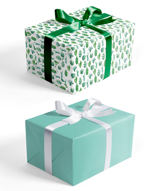 Watercolor Cactus Wrapping Paper with Mint Color Packing Paper Supply Wrapaholic