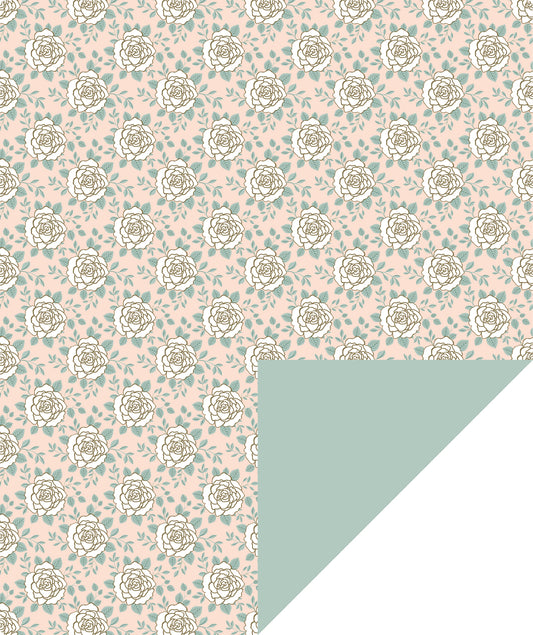 Wedding Rose Glossy Wrapping Paper with Mint Color Packing Paper Supply Wrapaholic