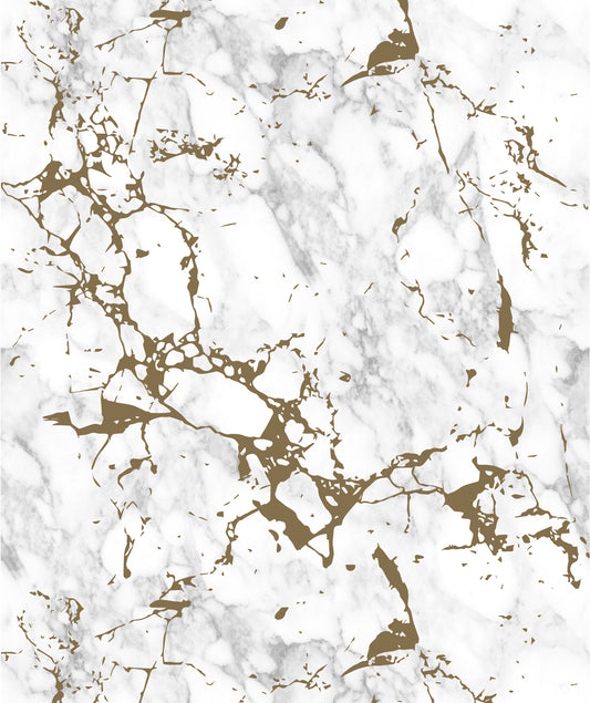 White & Gold Marble Hot Stamping Wrapping Paper with Cut Lines Jumbo Roll Wholesale Wrapaholic