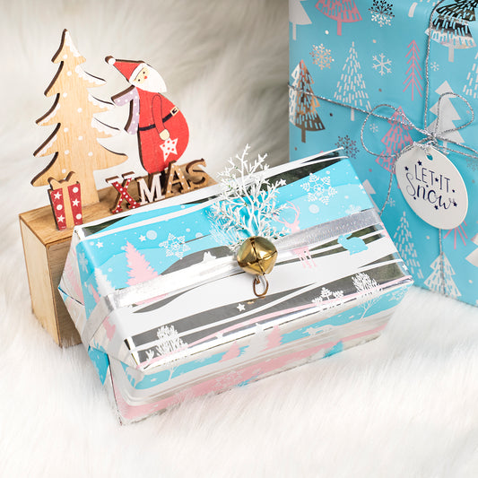 Winter Wonderland Blue Foil Christmas Wrapping Paper Roll Wrapaholic Wholesale Ream
