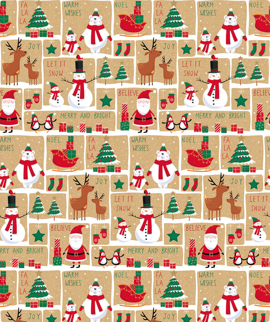 Xmas Wishes Christmas Kraft Wrapping Paper Roll RUSPEPA Wholesale Ream