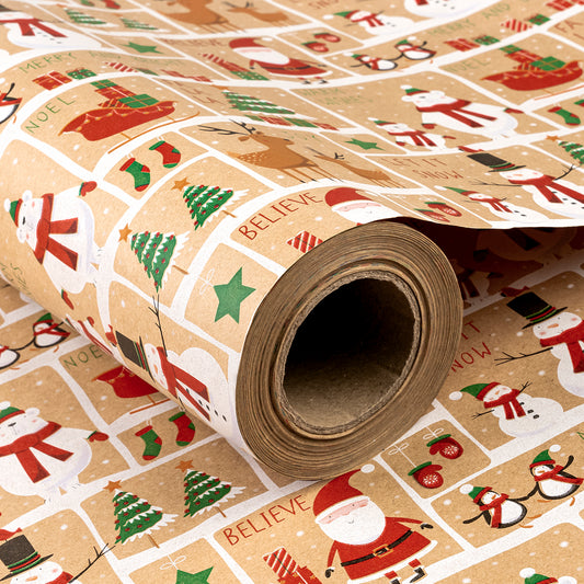 Xmas Wishes Christmas Kraft Wrapping Paper Roll RUSPEPA Wholesale Ream