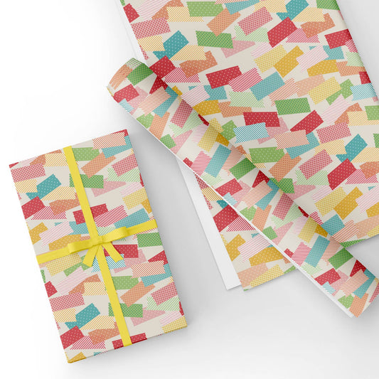 Polka Dot Color Block Flat Wrapping Paper Sheet Wholesale Wraphaholic