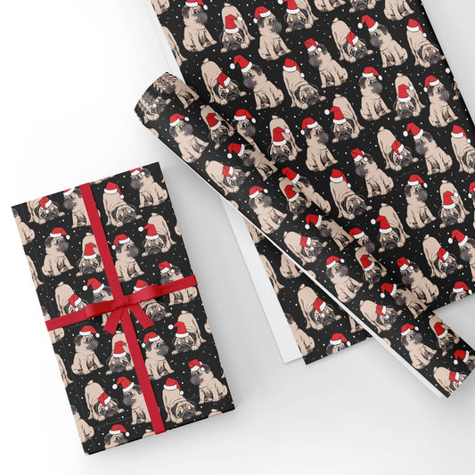 French Bulldog with Christmas Hat Wrapping Paper
