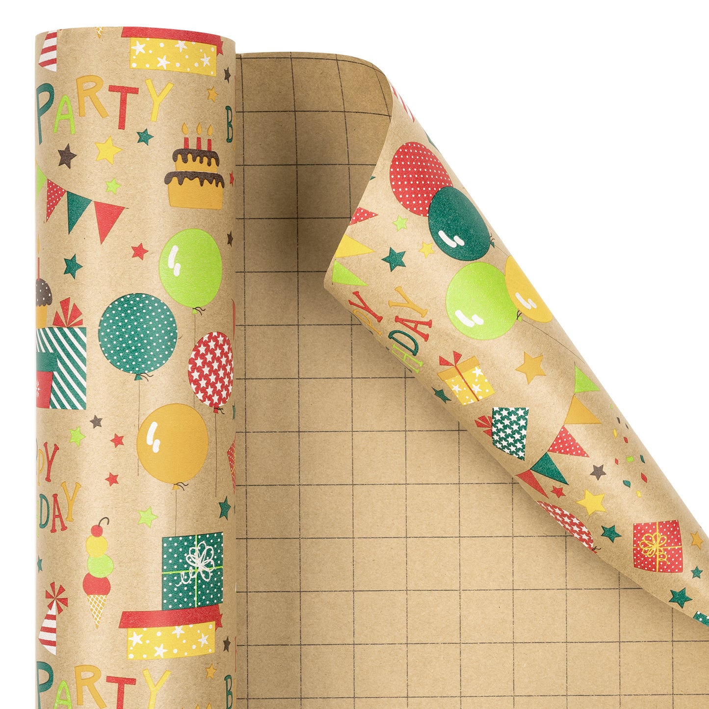 Birthday Balloon Party Kraft Wrapping Paper Recycled RUSPEPA