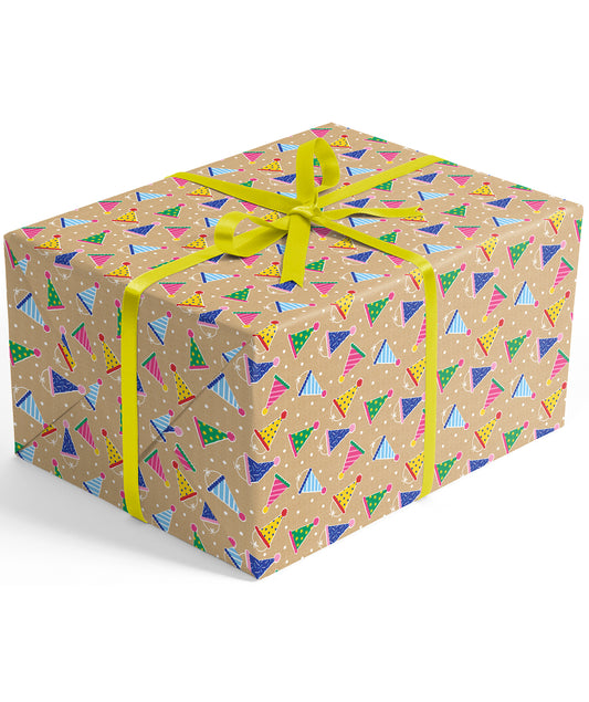 Birthday Hats Eco-friendly Kraft Wrapping Paper with Cut Line Recycled RUSPEPA