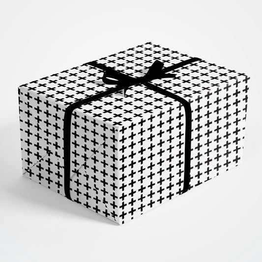 Black and White Cross Flat Wrapping Paper Sheet Wholesale Wraphaholic