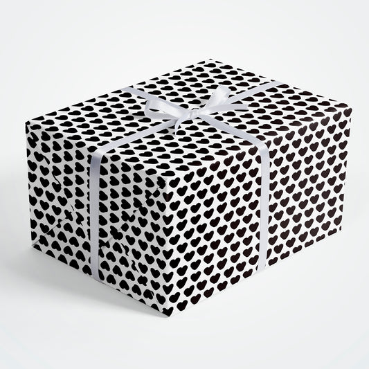 Black and White Love Heart Flat Wrapping Paper Sheet Wholesale Wraphaholic