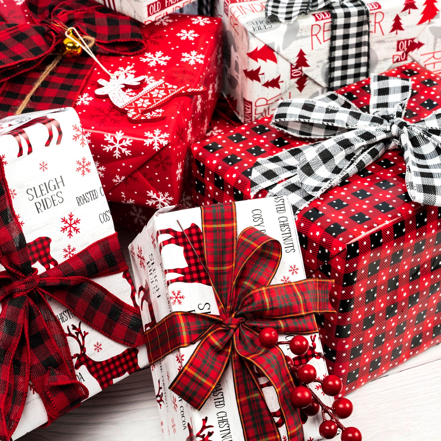 Black & Red Bufffalo Grid Wrapping Paper Roll Wholesale Wrapholic