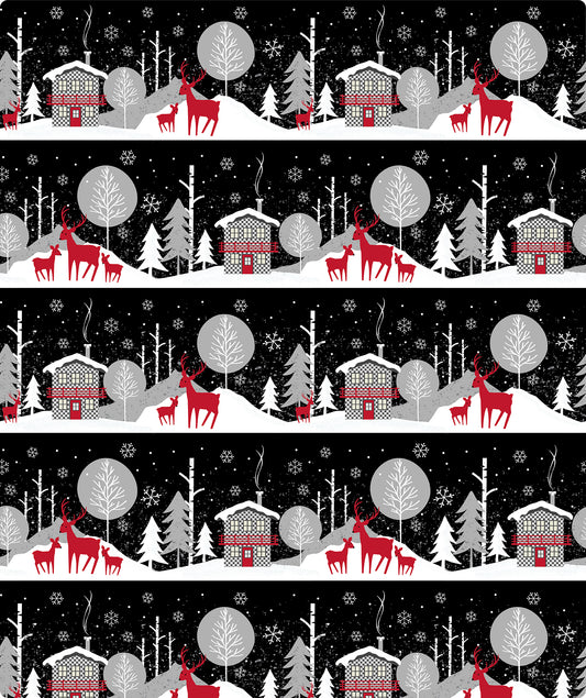 Black Winter Reindeer Foil Wrapping Paper Roll Wholesale Wrapholic